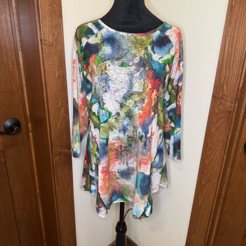 Erin London Colorful Abstract Women's Tunic Top Small